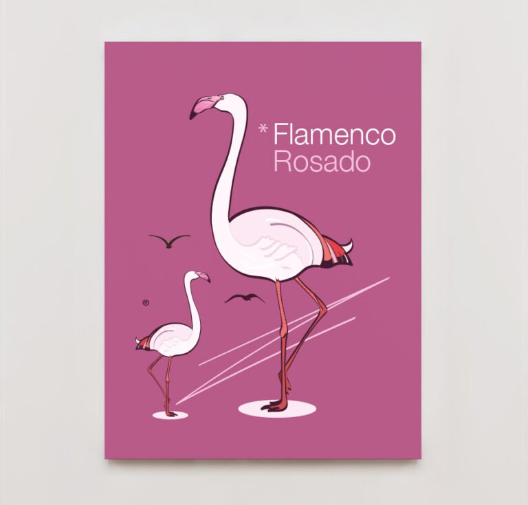 Flamenco Rosado Ilustración - impresión sobre lienzo, Aluminio o PvC